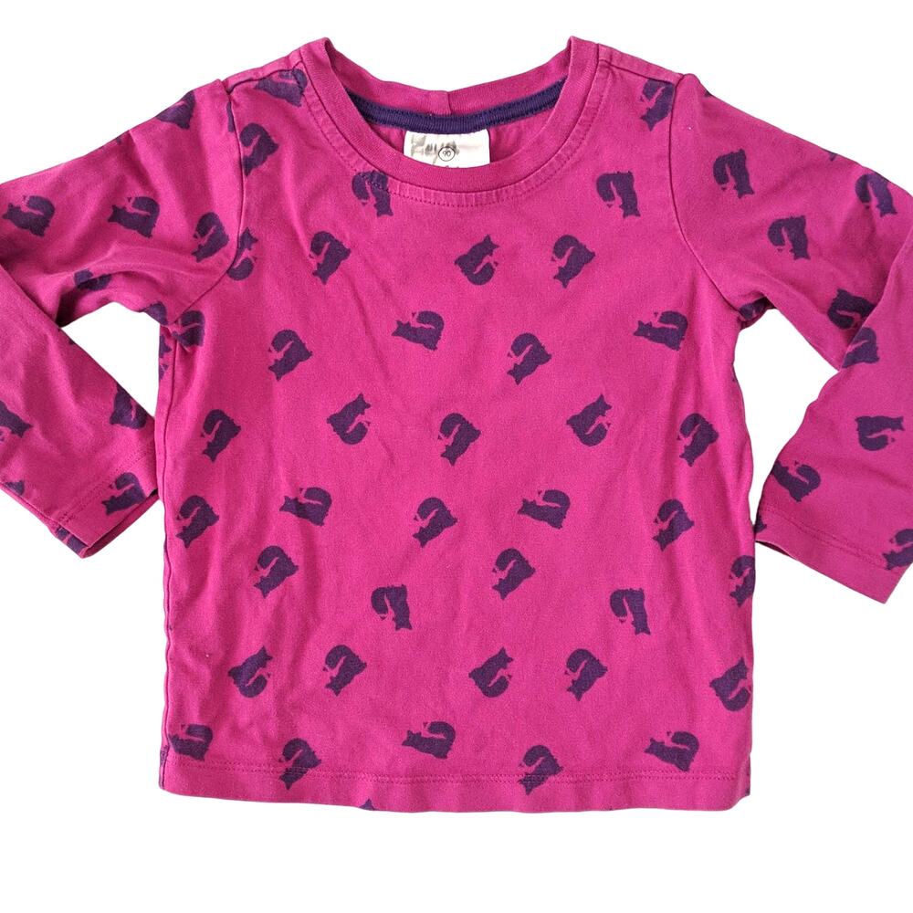 Hanna Andersson Girls Long Sleeve Tee Pink Purple Fox Foxes Top 90 US 3